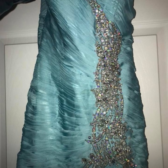 Blue high low prom dress - Picture 2 of 3